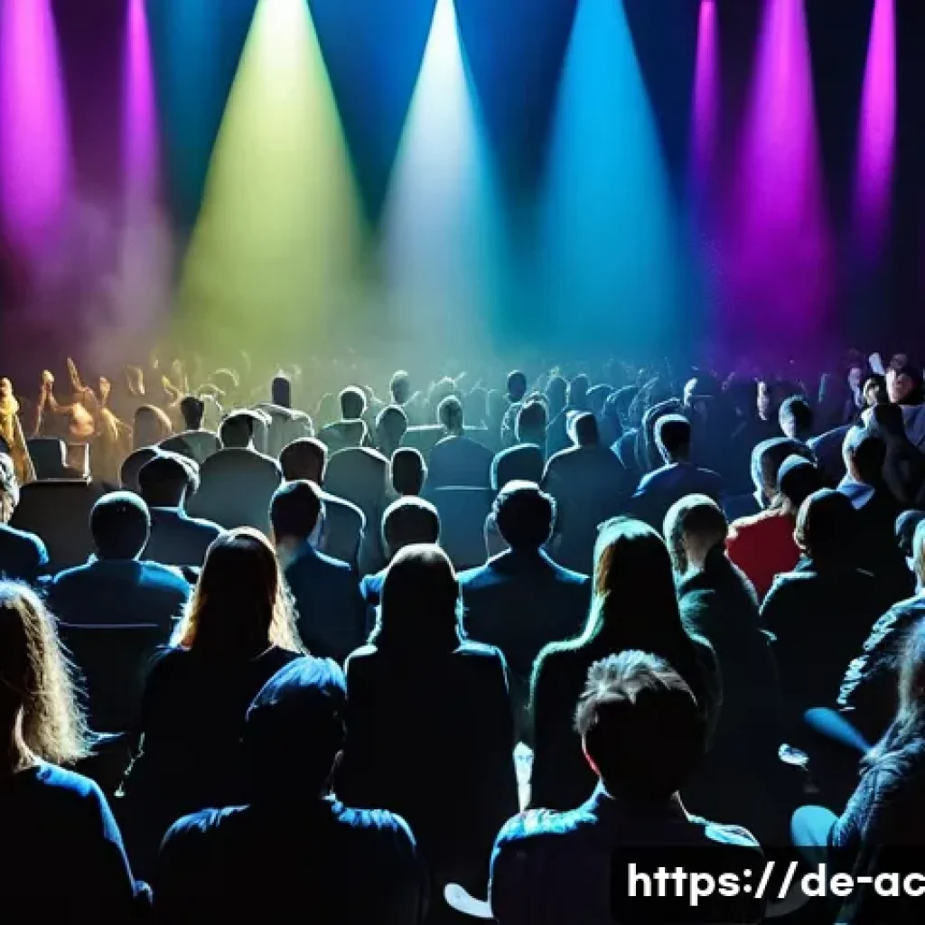 현존 기반 공연 접근법의 스토리텔링 기법 - An immersive live performance where the stage and seating areas merge, blurring the lines between pe...