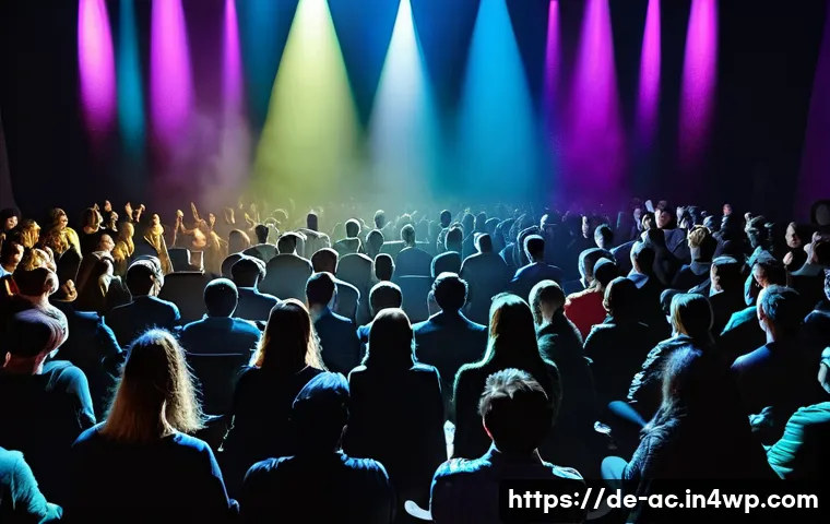 현존 기반 공연 접근법의 스토리텔링 기법 - An immersive live performance where the stage and seating areas merge, blurring the lines between pe...