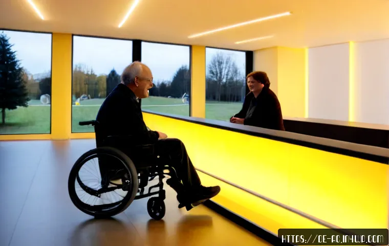 현존 기반 공연 접근법과 고객 맞춤형 서비스 - Photorealistic accessible live performance venue in Germany, a warmly lit contemporary theater foyer...